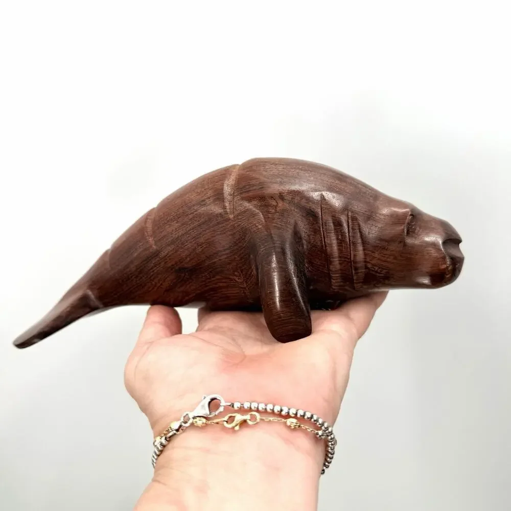 Vintage Hand Carved Ironwood Manatee Sea Cow Figurine Sculpture